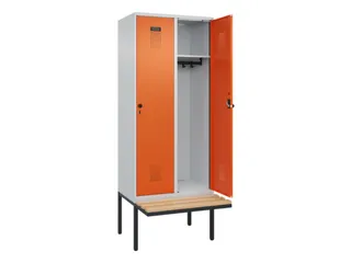 locker met bank,HxBxD 2120x800x815mm,2vak,vak B 400mm,draaigrendel - 2
