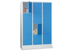 lockerkast,HxBxD 1850x1200x500mm,3x4vakken,RAL7035,front RAL3000