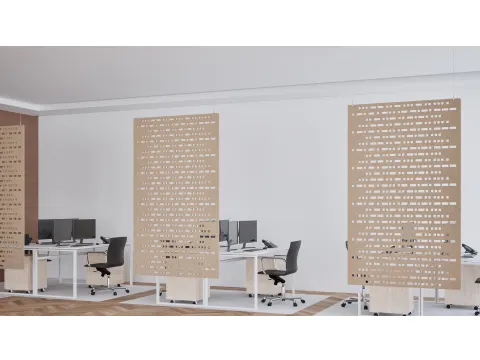 Akoestisch PET-vilt hangend scheidingsscherm 200x120cm Beige