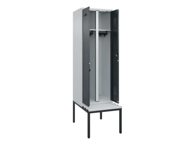 locker met bank,voor scheiding van kleding,HxBxD 2120x600x815mm,2vak