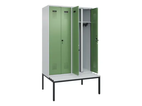 locker met bank,voor scheiding van kleding,HxBxD 2120x1200x815mm,4vak