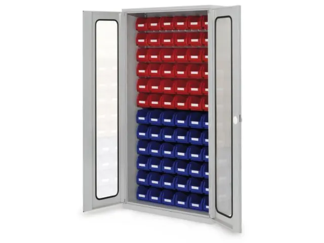 kast met sleufplaat m. bakken,HxBxD 1950x1000x410mm,72bakken PE