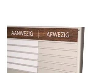 Menoor In-Uit bord 10 namen Aluminium Aanwezig/Afwezig donker Houtlook - 3