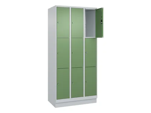 lockerkast,HxBxD 1950x900x500mm,3x3vakken,vak B 300mm,cil.-slot,sokkel