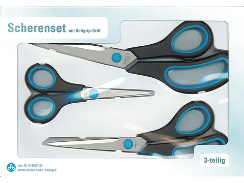 Scharenset Westcott 14/20,1/24,8cm Easy grip RVS 3-delig