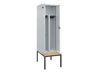 PBM-locker met bank,HxBxD 2120x600x815mm,2vak,vak B 300mm,draaigrendel - 1