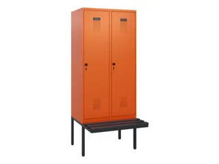 locker met bank,HxBxD 1950x800x815mm,2vak,vak B 400mm,draaigrendel - 2