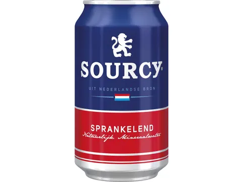Sourcy mineraalwater rood licht bruisend blik 33cl 24 stuks