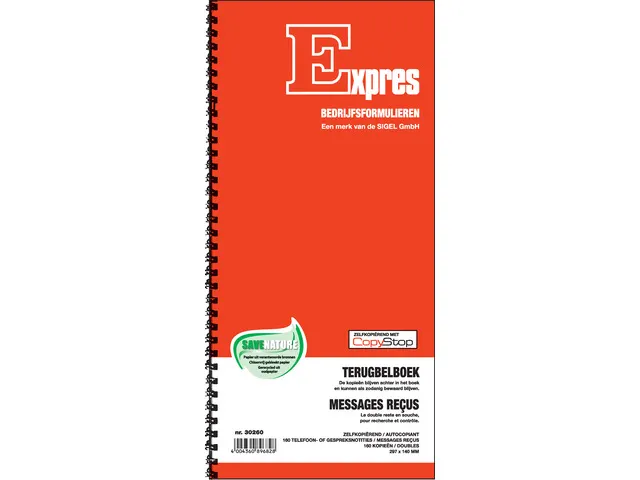 Terugbelboek Sigel Expres zelfkopierend met spiraal FSC