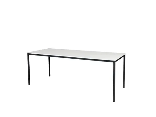 Domino Basic Tafel Vaste Hoogte 2000x800mm Wit 25mm Zwart 4-Poots