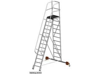 verrijdbare treden-platformladder,eenzijdig,10trede(n),stand H 2,35m - 1