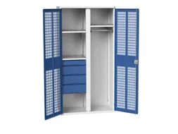Locker 2000x1050x550mm 3 vakken lade, dubbele ventilatiedeur, RAL5010