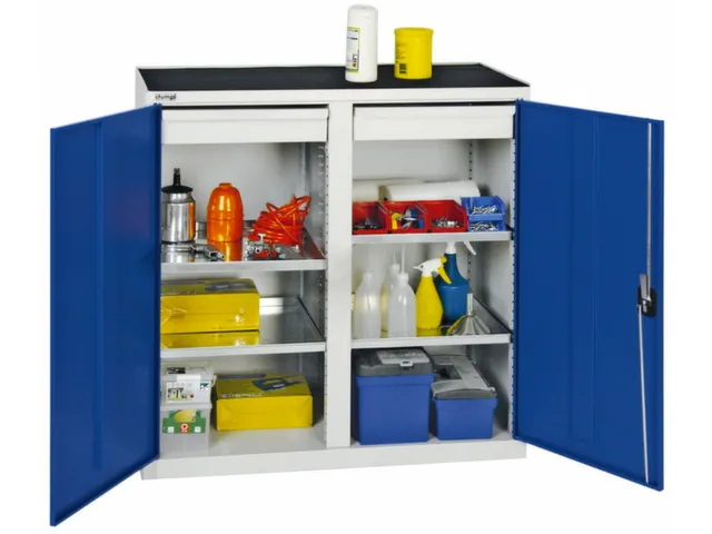 Draaideurkast Hxbxd 1000x500x500mm 2laden 4legborden Ral5010