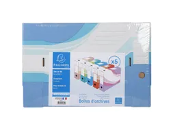 Archiefdozen A4 Geassorteerd 25x35cm Rug 80mm Pak van 5 Stuks