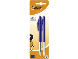 Balpen Bic M10 medium blauw blister à 2 stuks