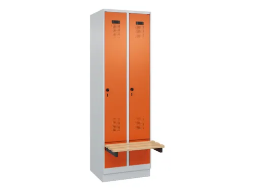 locker met bank,HxBxD 1950x600x815mm,2vak,vak B 300mm,draaigrendel