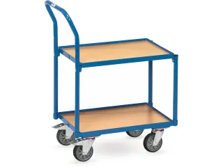 Rolplateau Met 2 Etages Hout 135400 250kg 600x400mm Duwbeugel Ral5007 - 1