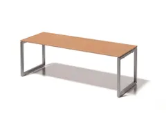 bureau,HxBxD 740x2200x800mm,blad beuken,sledeframe zilverkleurig