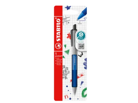 Balpen STABILO pointball colorful medium blauw blister à 1 stuk