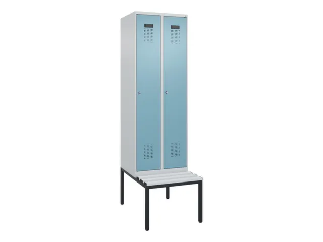 locker met bank,voor scheiding van kleding,HxBxD 2120x600x815mm,2vak