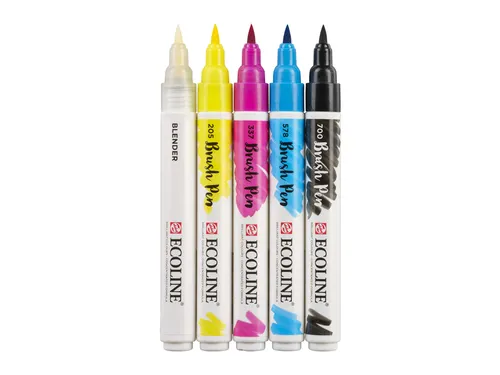 Brushpen Talens Ecoline set à 5 stuks primair