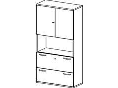 kantoorkast HxBxD 1920x1000x430mm romp beuken decor front onyxgrijs