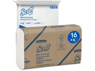 Handdoek Scott m-vouw 1-laags 23x23,5cm 16x250stuks wit 1804 - 2
