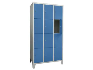 lockerkast,HxBxD 1850x900x500mm,3x4vakken,RAL7035,front RAL5012 - 2