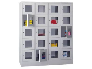 lockerkast,HxBxD 1850x1600x500mm,4x5vakken,RAL7035,front RAL6011 - 1