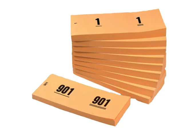 Nummerblok 42x105mm nummering 1-1000 oranje 10 stuks