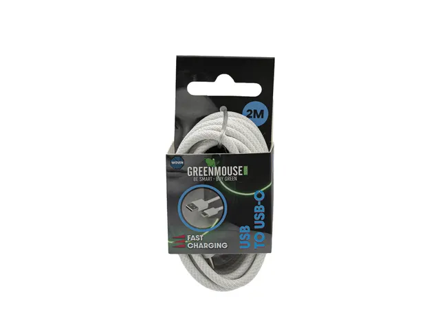 Kabel Green Mouse USB-A to USB-C data Woven 2m blisterverpakking