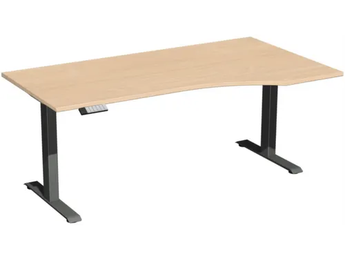 In hoogte verstelbaar bureau in vrije vorm,HxBxD 730-1230x1800x1000mm