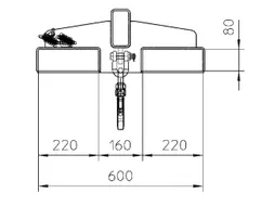 Kraanarm Telescoop Arm Neiging 25° Steunpoten L 1600mm 1t Lichtblauw