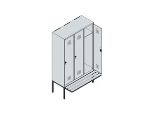 locker met bank,HxBxD 2120x1200x815mm,3vak,vak B 400mm,cil.-slot - 4