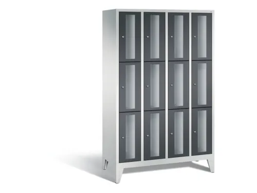 lockerkast 1850x1190x500mm 4x3 vakken Cilinderslot Poten, RAL7021