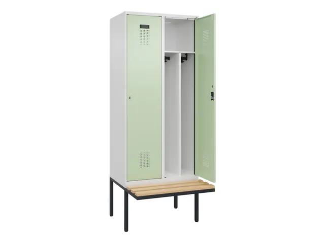 locker met bank,voor scheiding van kleding,HxBxD 2120x800x815mm,2vak