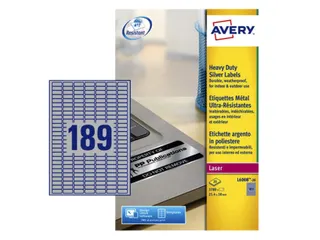 Inventaris etiketten Avery L6008-20 25.4x10mm Zilver 3780 stuks - 1