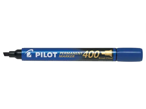 Pilot Permanent Marker 400 Brede Schuine punt Blauw 15+5 gratis