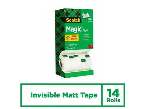 Plakband Scotch Magic 810 19mmx33m onzichtbaar mat 12+2 gratis