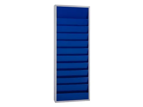orderplanner,20vakken,HxBxD 1278x554x74mm,plank(en) plaatstaal,blauw