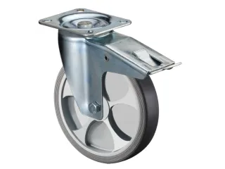 zwenkwiel m. rem,draagverm. 120kg,TPE-banden,Ø 125mm,wiellager - 1