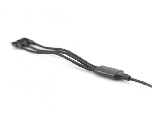 USB-oplaadkabel 1m 3-in-1 Kabel Nylon Gevlochten Zwart