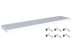 legbord,v. magazijnstelling,BxD 1300x300mm,vakl. 125kg,staal,RAL7035