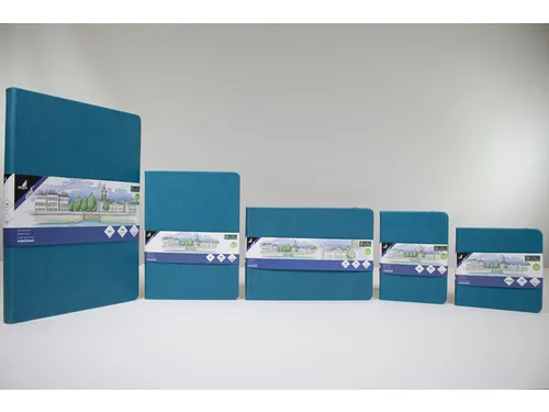 Schetsboek Kangaro A5 dark turquoise PU HC 80 vel 140gr roomwit met el