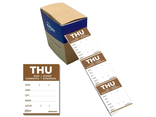 Etiket Avery HACCP donderdag bruin 40x56mm 500 stuks