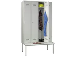 locker met bank,RAL 7035,HxBxD 2150x1200x500mm,4vak,vak B 300mm