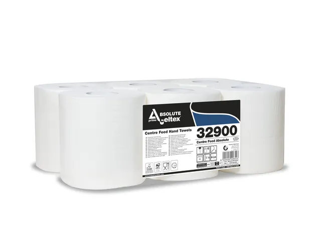 Poetspapier Celtex Absolute Centerfeed Midi 2-laags wit krimp a 6 rol