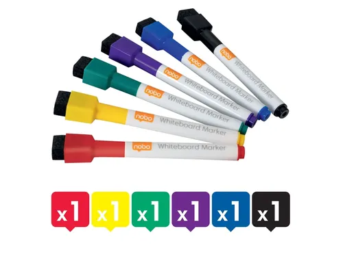 Nobo droog uitwisbare mini markers assorti