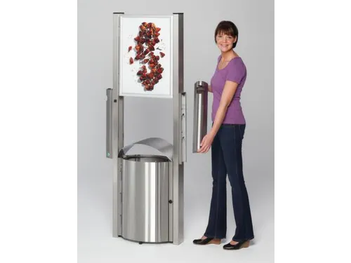 Afvalbak RVS 50 liter 800x480mm verzinkt 2asbakken reclamevlak