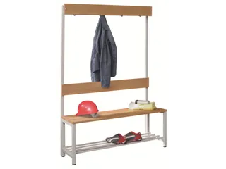 Omkleedbank LxB 1000x400mm Houten Latten Schoenenrek Haken Ral7035 - 1